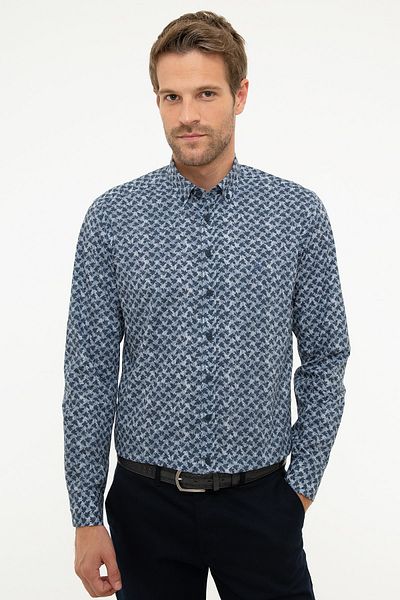 Pierre Cardin Ανδρικό πουκάμισο Navy Blue Slim Fit G021GL004.000.861809