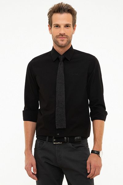 Pierre Cardin Черна тънка базова риза