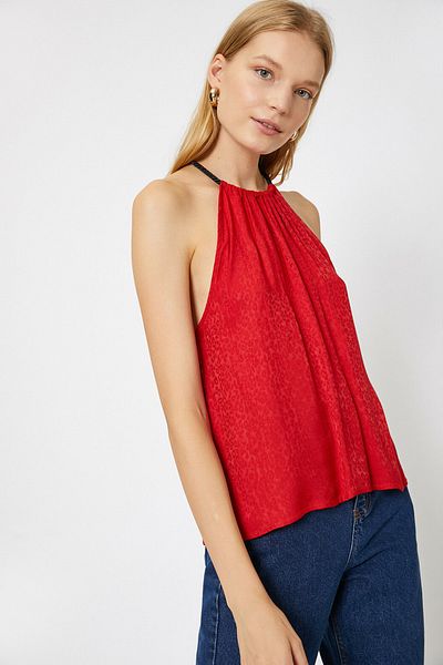 Koton Women's Red Leopard Patterned Undershirt 9YAK32559UW