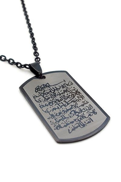 Solfera Anthracite Gray And Black Colored Prayer Steel Men's Necklace Q0064