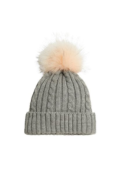 MANGO Kids Medium Sparkling Gray Girl's Faux Fur Earphone Pompom Beanie57046305