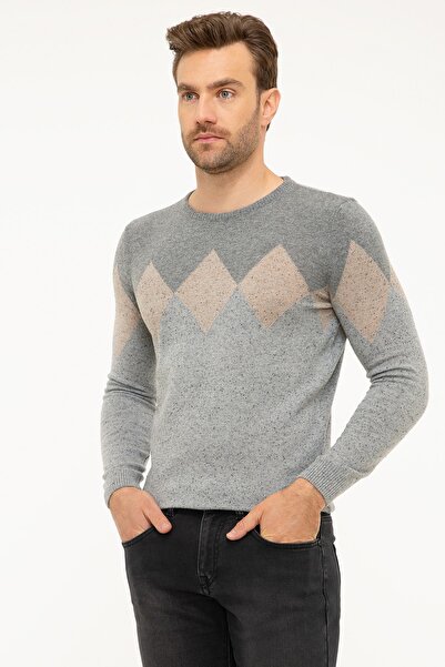 Pierre Cardin Чоловічий світло-сірий светр-пуловер тонкої посадки G021GL0TK000941152