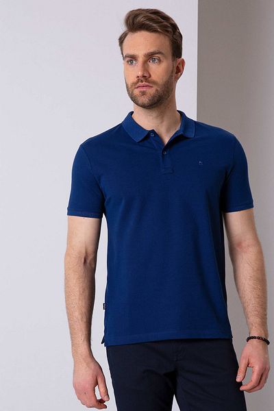 Pierre Cardin Navy Blue Slim Fit Basic Polo Neck T-Shirt