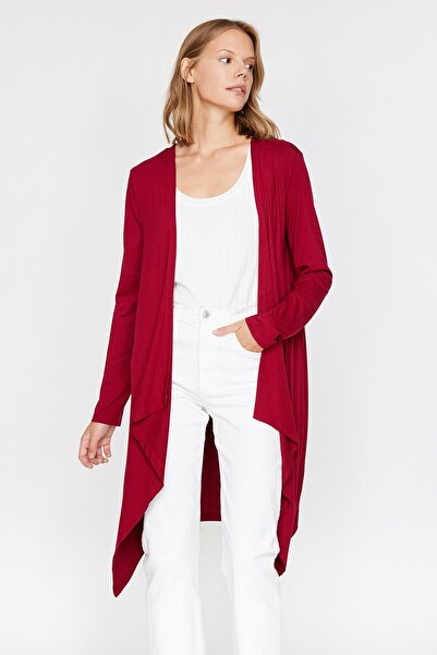 Koton Damen-Cardigan mit langen Ärmeln in Burgunderrot 0KAF10698FK