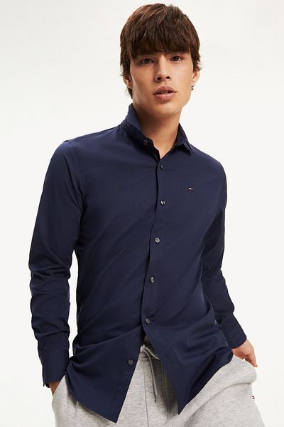 Tommy Hilfiger Cămașă pentru bărbați Original Stretch, albastru bleumarin DM0DM04405