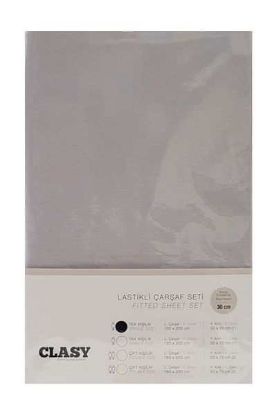 Clasy Double Fitted Sheet Set V2 Gray
