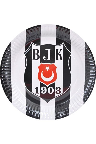 Beşiktaş 8 Adet Beşiktaş Tabak Doğum Günü Parti Tabağı 23cm Ucuz siyah beyaz