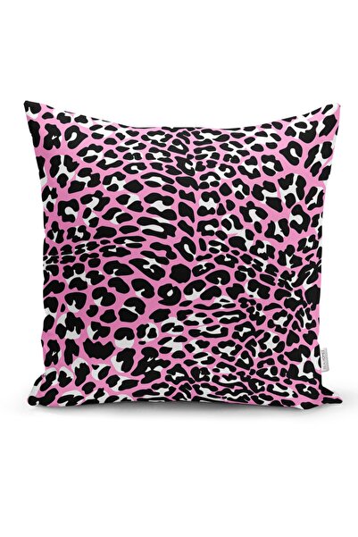 Realhomes Pembe Renkli Leopar Desenli Modern Yastık Kırlent Kılıfı