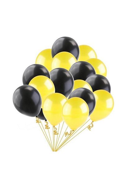 Parti dolabı 25 Metallic (Chick Yellow-Black) Mixed Balloons Flying with Helium