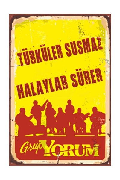 Hayat Poster Grup Yorum Retro Vintage Ahşap Poster