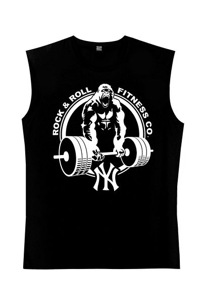 ROCKANDROLL Gorilla Gym Μαύρο κομμένο μανίκι |   Αμάνικο ανδρικό μπλουζάκι |   Αθλητής