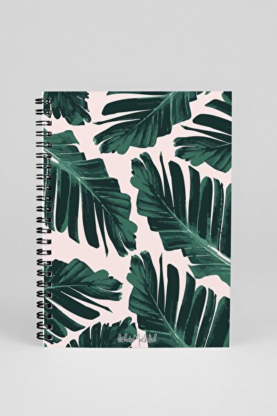 Bikutumutluluk Gift - N054 A5 Design Spiral Notebook - Tropical Leaf Pattern