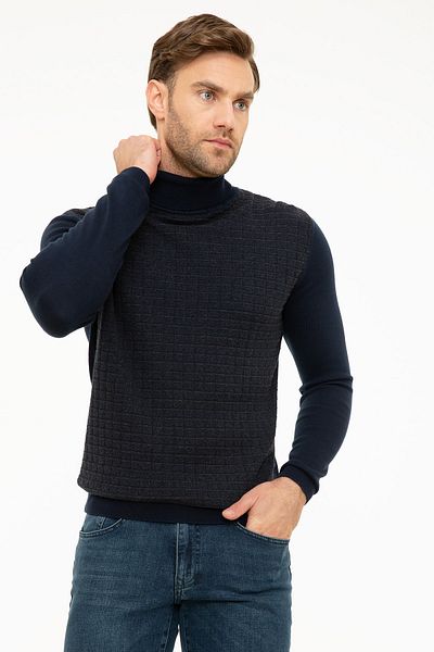 Pierre Cardin Πλεκτό πουλόβερ ανδρικό σκούρο Navy Slim Fit G021GL0TK.000877912