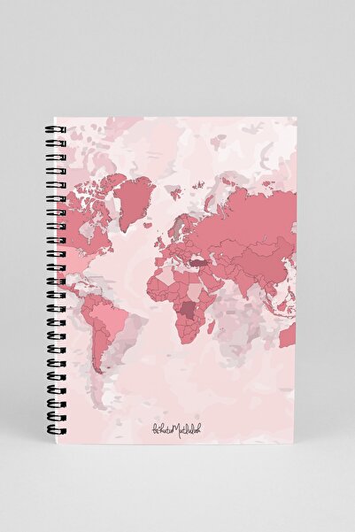 Bikutumutluluk N012 A5 Design Spiral Notebook - With World Map