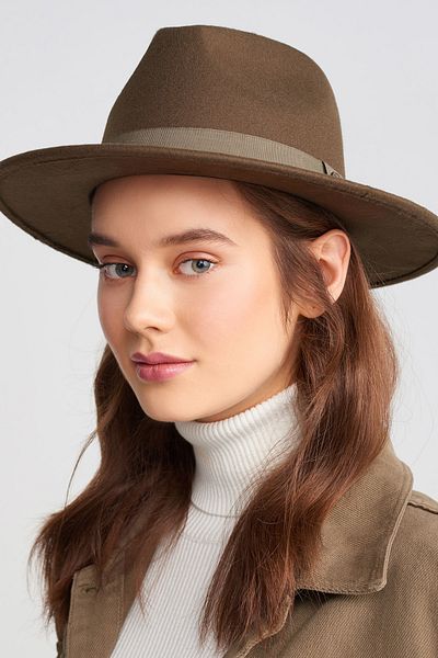 Dilvin Women's Khaki Fedora Hat 186A01567