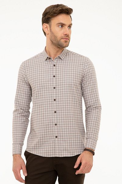 Pierre Cardin Καφέ Slim Fit πουκάμισο