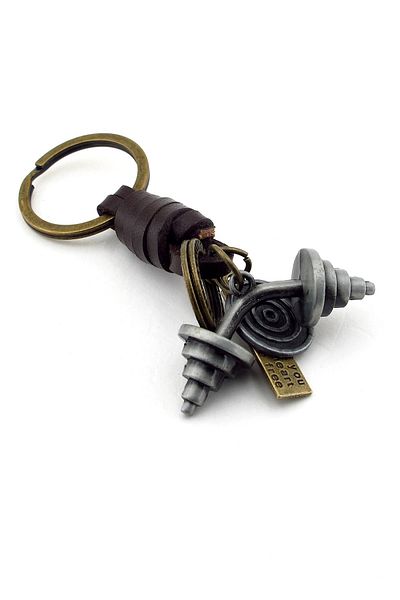 Solfera Barbell Fitness Unisex Weight Leather Metal Keychain - KC749