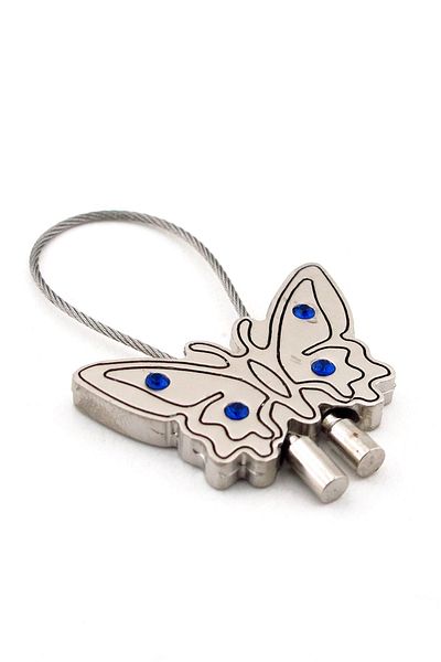 Solfera Unisex Blue Stoned Butterfly Metal Keychain Kc485