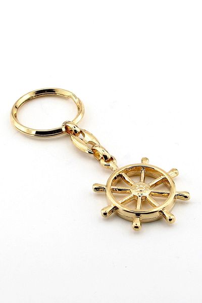 Solfera Unisex Gold Color Sailor Rudder Metal Keychain Kc559