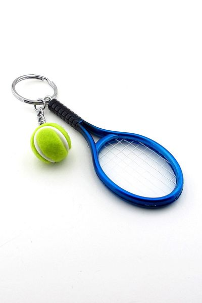 Solfera Navy Blue Unisex Tennis Racket and Ball - Keychain Pvc Kc766