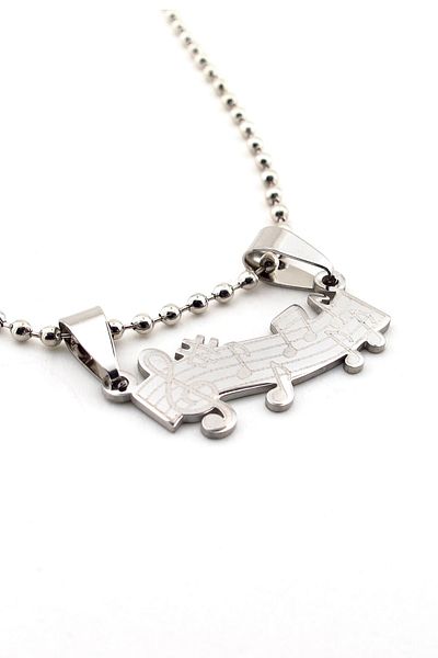 Solfera Men's Left Key Notes Music Steel Necklace K946