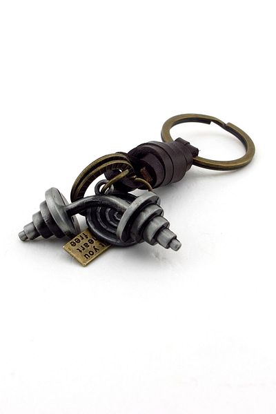 Solfera Barbell Fitness Unisex Weight Leather Metal Keychain - KC749