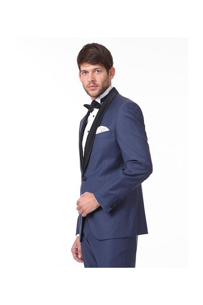 Kip Costum smoking slim cu guler șal fără pliuri
