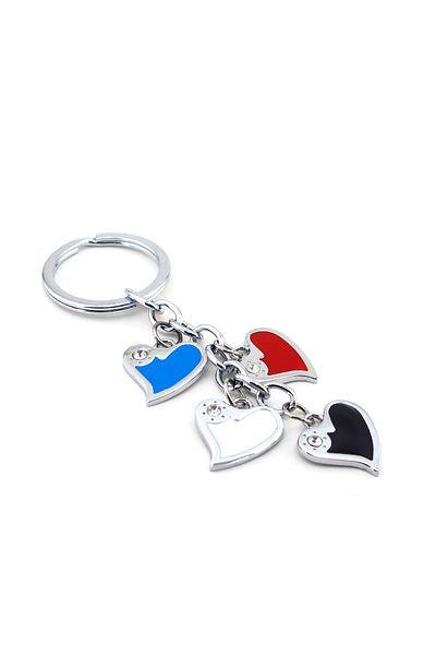 Solfera Unisex Colorful Hearts Dangle Metal Keychain Kc482