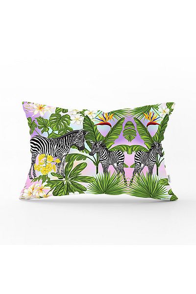 Realhomes Exotic Zebra Patterned Modern Rectangular Pillow Throw Pillow Case - 45X65 cm