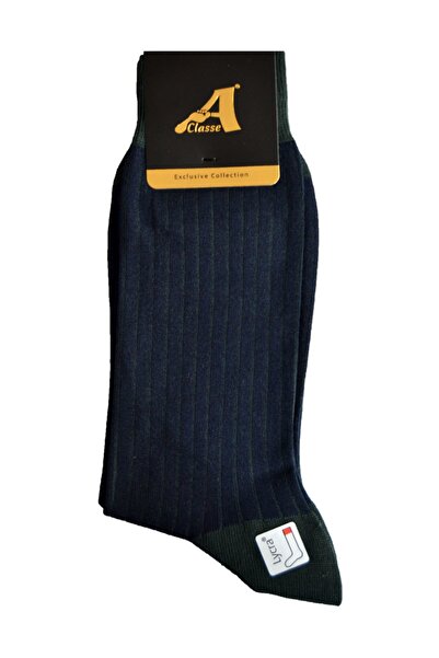 A CLASSE Derby Jacquard Navy Blue-Nefti Men's Socks