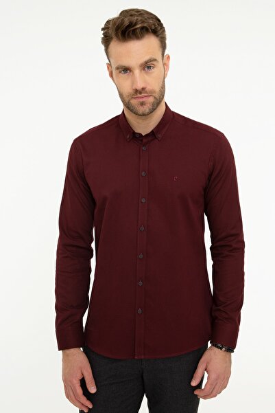 Pierre Cardin Erkek Bordo Slim Fit Gömlek
