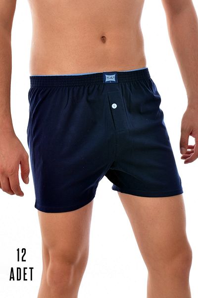 Tutku Ανδρικό Navy Blue 12 τεμαχίων Passion Cotton Boxer με κουμπιά Navy Blue 0117