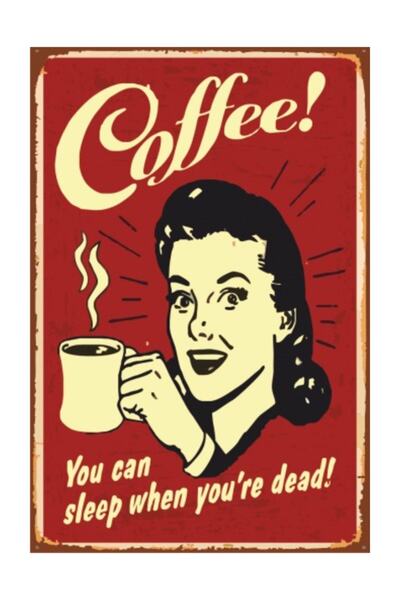 Hayat Poster Ρετρό Ξύλινη Αφίσα Καφέ - Vintage Σχέδιο