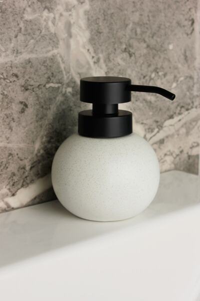 Milenay Porcelain Liquid Soap Dispenser Detergent Dispenser Chubby Glitter Wh...