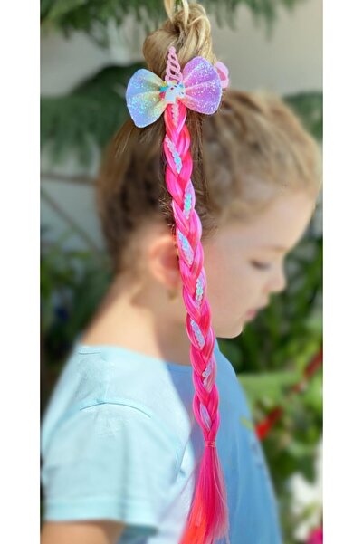 QUEEN AKSESUAR Unicorn Glittery Fund Strălucitor Impletitură Lungă Elastică P...