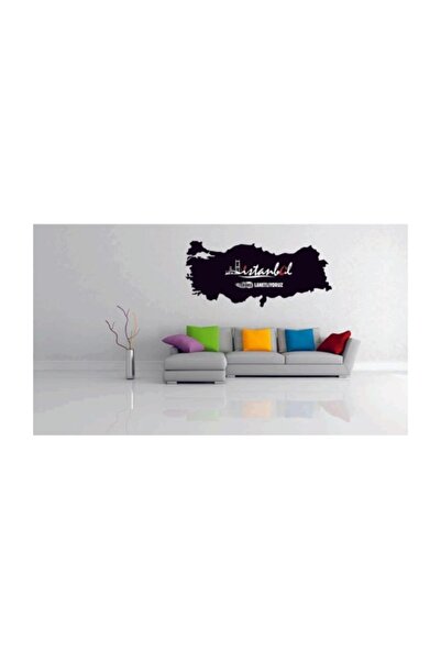 Sticker Sepetim Terörü Lanetliyoruz Türkiye Haritası Dekoratif Duvar Sticker 65 cm