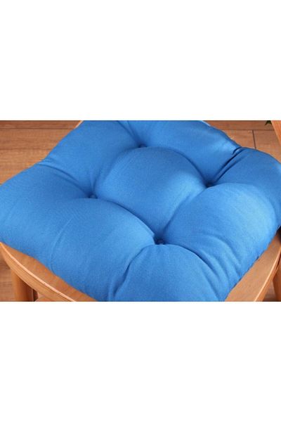 ALTINPAMUK Pachet de 4 perne pentru scaun pufoase, aurii, albastre, cu șireturi speciale cusute 40x40cm