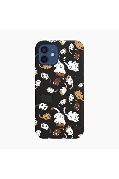 shoptocase Iphone 12 Lansman Kedicikler Desenli Telefon Kılıfı