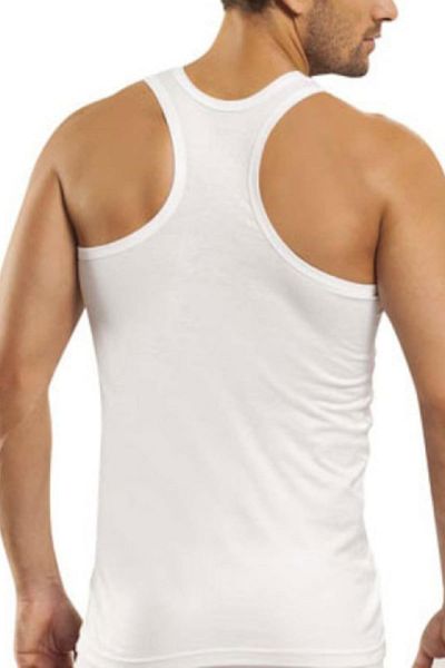 Sedef Men's White Strappy 6 Pack Cotton Ribbed Sports Undershirt