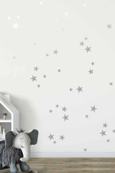Sticker Sepetim Dekoratif Çocuk Odası Silver Yıldız Yağmuru Sticker