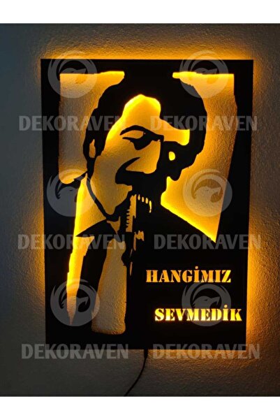 dekoraven Müslüm Gürses Sevgisizliğine Bir Kalp Verdim Led Işıklı Tablo