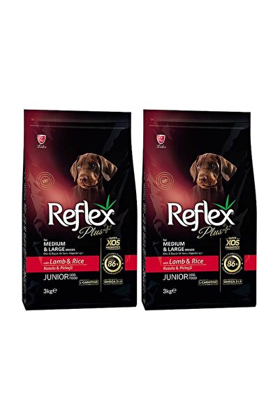 Reflex Plus Orta Büyük Irk Kuzulu Pirinçli Yavru Köpek Maması 3 Kg 2'Lİ SET