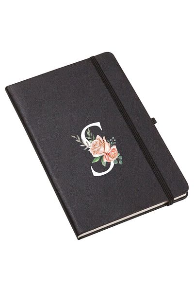 mooodcase Rose Patterned Thermo Leather Notebook with Letter S