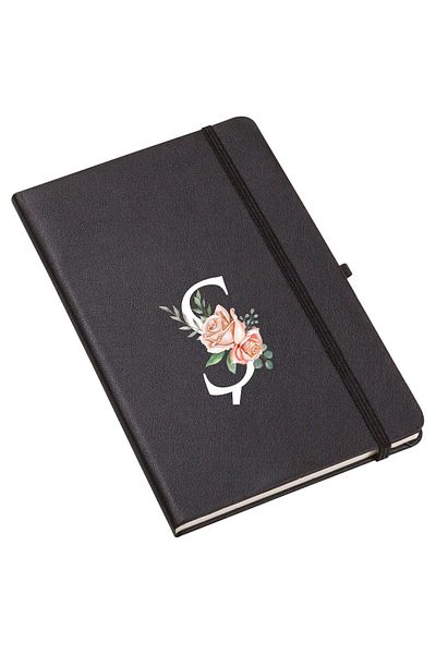 mooodcase Rose Patterned Thermo Leather Notebook with Letter S