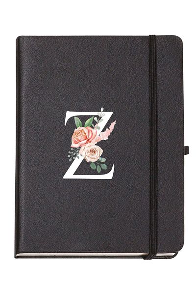 mooodcase Rose Patterned Thermo Leather Notebook with Letter Z