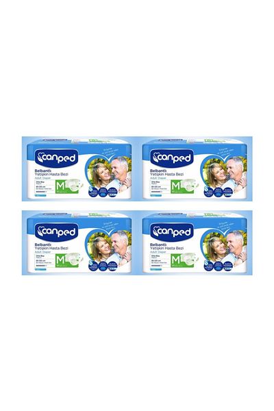 Canped Polyethylene Patient Diapers with Waistband Medium Size (m) 4 Packs of 30