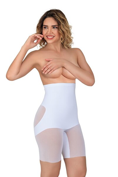 Emay Лазерний корсет для вагітних з тюлевими рукавами, білий