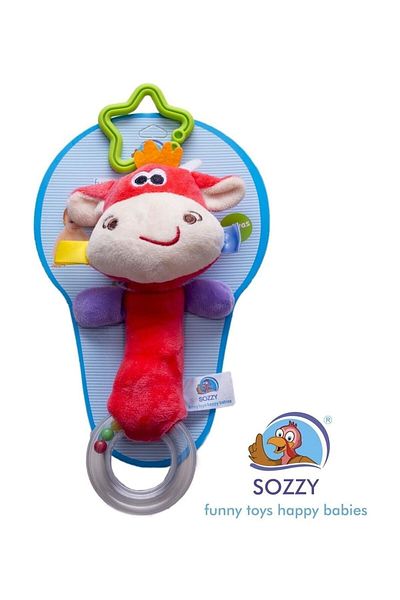 Sozzy Plush Toy - Children's Cow with Ring