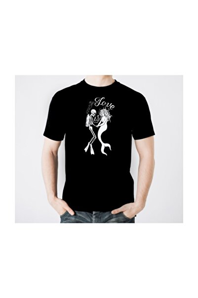 SCUBAPROMO Scuba Scull Mermaid Love crna muška majica