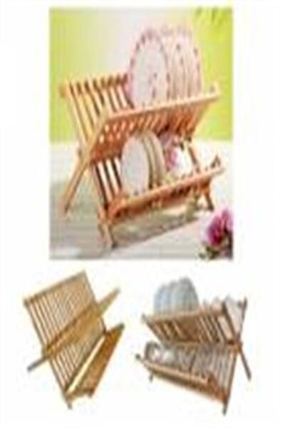 Mitra Katlı Bambu Tabaklık Tezgah Üstü Bambu Tabak Standı 2 Katlı Ahşap Tabaklık